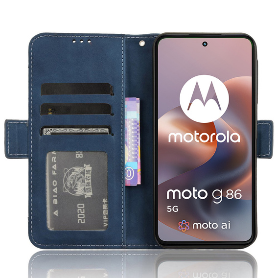 Etui z klapką do Motorola Moto G86 Power 5G, Card Slot, granatowe