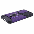 Etui pancerne do Samsung Galaxy S23 FE, Camera Slide Card Slot, fioletowe + szkło 9H