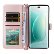 Etui z klapką do Honor 400 5G, Crossbody Leather Wallet, różowe