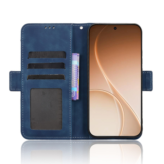 Etui z klapką do Oppo Reno 15 FS, Card Slot, niebieskie