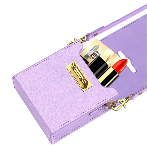 Etui do Samsung Galaxy Z Flip7 FE / Z Flip6, Finger Ring, z paskiem, fioletowe