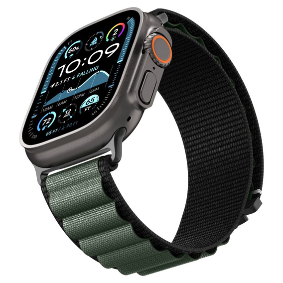 Pasek Spigen WBF1 Band do Apple Watch 1/2/3/4/5/6/7/8/9/10/11/SE/Ultra 1/2/3 42/44/45/46/49mm – Czarny / Zielony