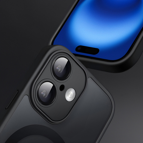 Zestaw Etui do iPhone 16, do MagSafe, ERBORD Matt Case, czarny + 3x Szkło na ekran