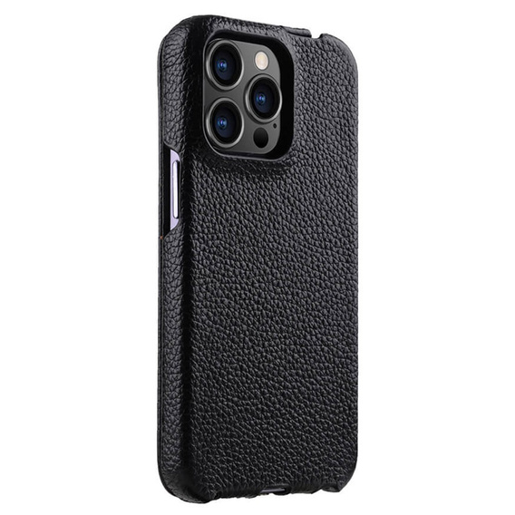 Etui MELKCO z klapką do iPhone 15 Pro Max, skórzane, flip, czarne