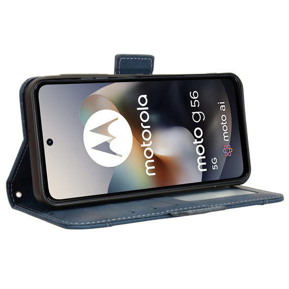 Etui z klapką do Motorola Moto G56 5G, Card Slot, granatowe
