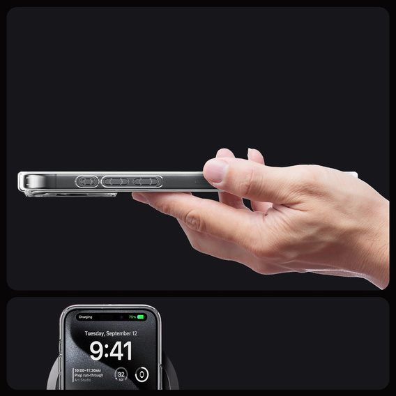 Etui Spigen z MagSafe do iPhone 15 Pro, Ultra Hybrid, Przezroczyste / Szare