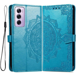 Etui z klapką do Oppo Reno 12 Pro, Mandala, niebieskie