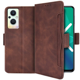 Etui z klapką do Oppo Reno7 Lite 5G, Card Slot, brązowe