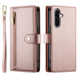 Etui z klapką do Samsung Galaxy A17 5G, Wallet Zipper Pocket, różowe