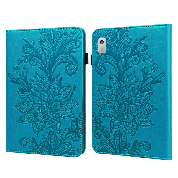 Etui do Lenovo Tab M9, With stand, Flower, niebieskie
