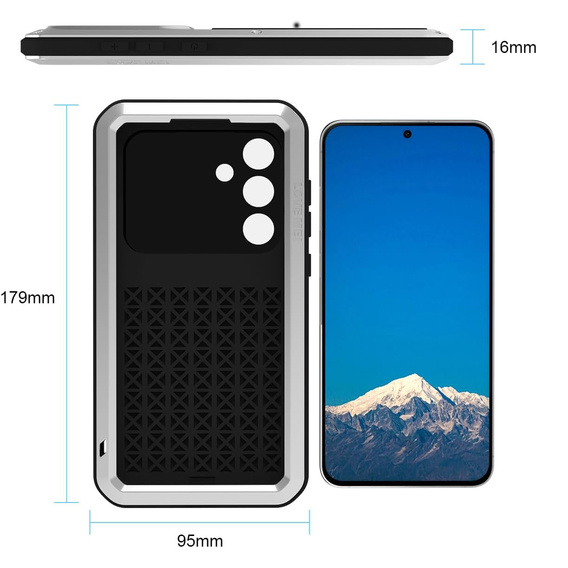 Etui Love Mei do Samsung Galaxy S25 FE, pancerne ze szkłem, srebrne