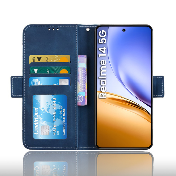 Etui z klapką do Realme 14 5G / Realme 14T 5G, Card Slot, granatowe