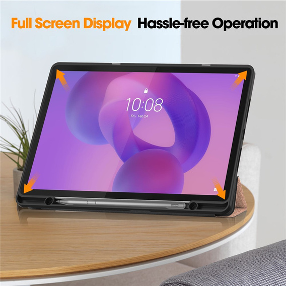 Etui do Lenovo Idea Tab Plus, Smartcase, różowe rose gold