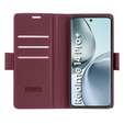 Etui do Realme 14 Pro+ 5G, ERBORD Glossy Litchi, portfel z klapką, czerwone