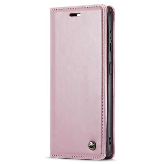 Etui z klapką CASEME do Samsung Galaxy S21, Waxy Textured, różowe
