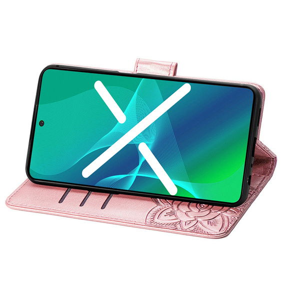 Etui z klapką do Realme C51, Butterfly, różowe rose gold