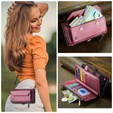 Etui CASEME do Samsung Galaxy A56 5G, RFID Leather Wallet, z paskiem na ramię, czerwone