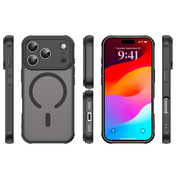 Etui do iPhone 17 Pro, do MagSafe, matowe z ochroną aparatów, czarne