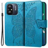 Etui z klapką do Xiaomi Redmi 12C, Butterfly, niebieskie