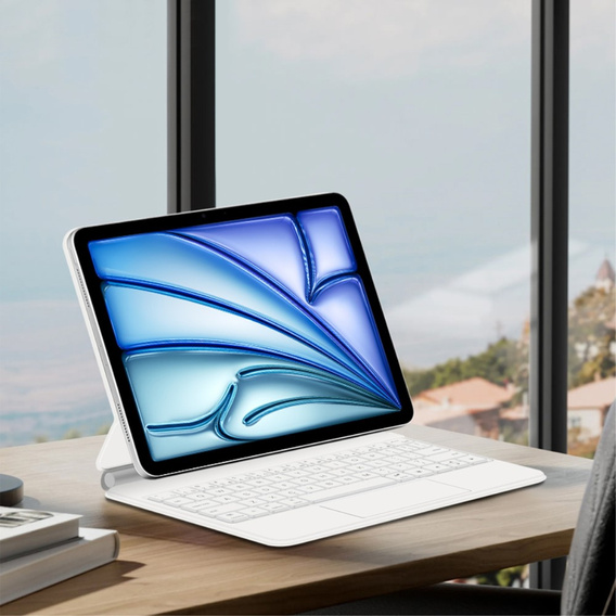 Etui z klawiaturą do iPad Air 11" 2025/2024 (7/6 gen.), Magnetic Keyboard Touchpad, białe