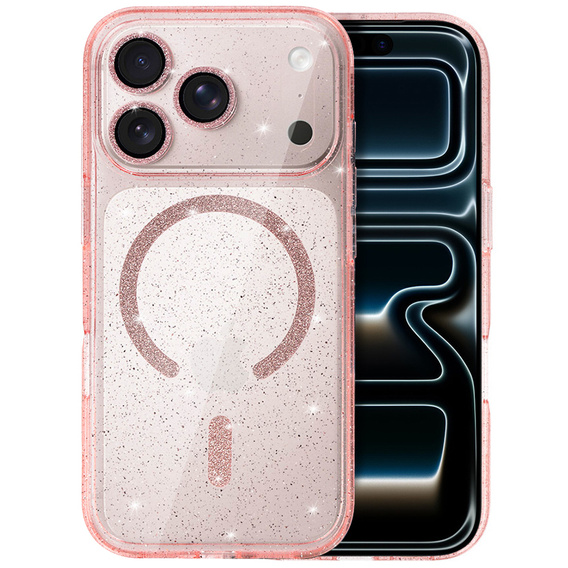 Etui do iPhone 17 Pro Max, ERBORD Glitter MagSafe, różowe