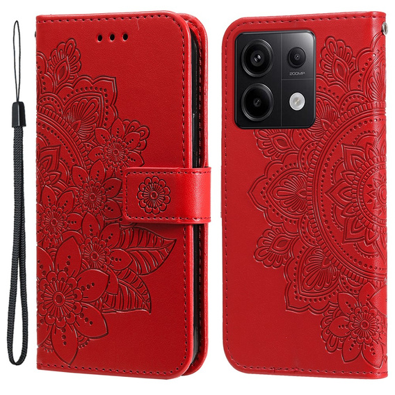 Etui z klapką do Xiaomi Redmi Note 13 Pro 5G, Mandala, czerwone
