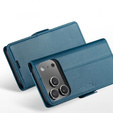 Etui do iPhone 17 Pro Max, ERBORD Glossy Litchi, portfel z klapką, niebieskie