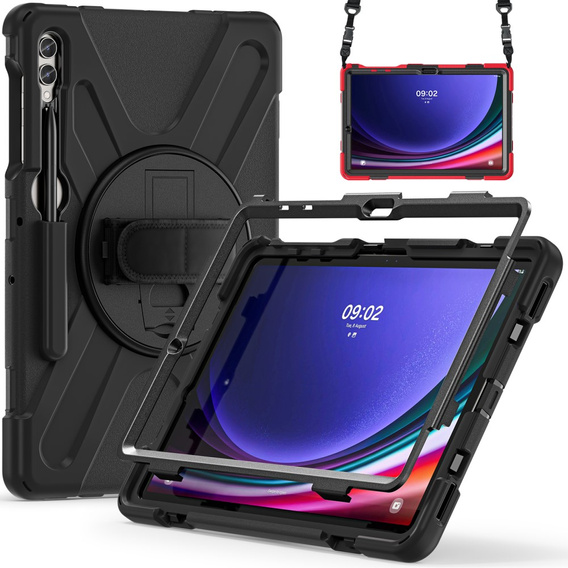 Etui pancerne do Samsung Galaxy Tab S9 FE+ / S9+ / S8+ / S7+, ochronne 360 z miejscem na rysik, Czarne