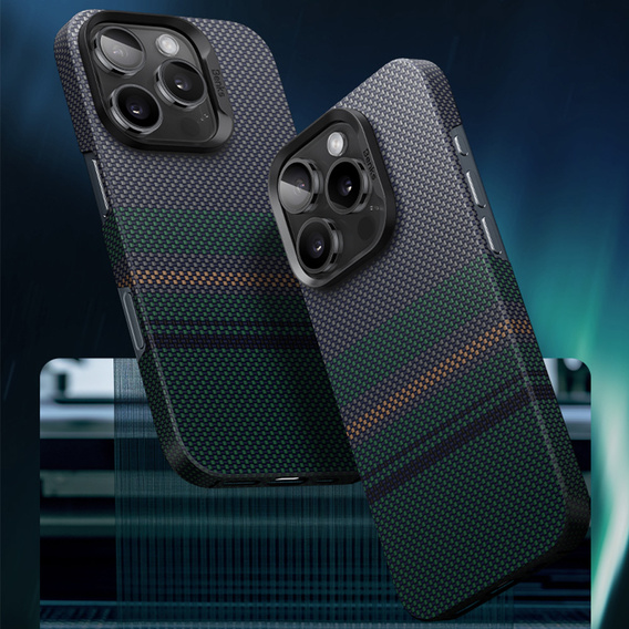 Etui BENKS Kevlar do iPhone 15 Pro Max, Magnetic Armor Air Aurora 600D S062, do MagSafe, zielone