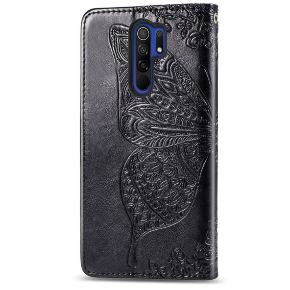 Etui z klapką do Xiaomi Redmi 9, Butterfly, czarne