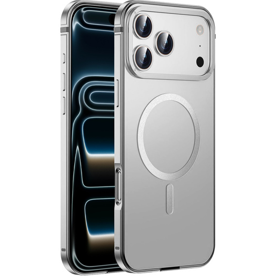 Etui do iPhone 17 Pro, Metal Frame, do MagSafe – szare