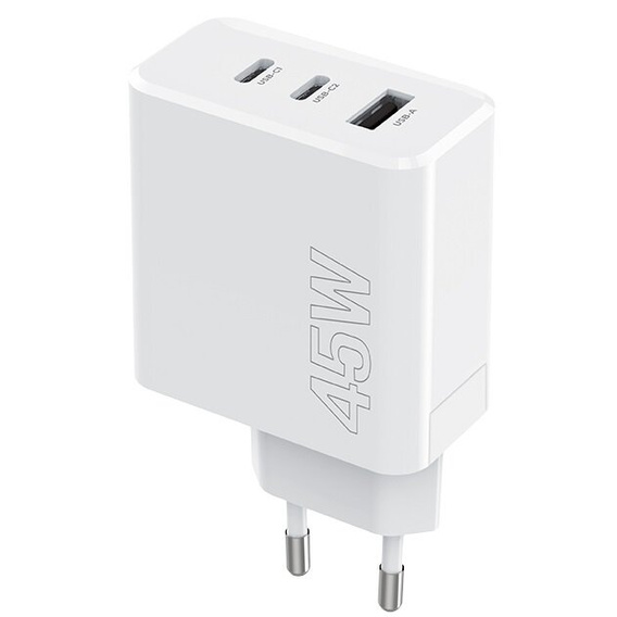 Maxlife Ładowarka sieciowa, 2x USB-C 1x USB-A, 45W, biała