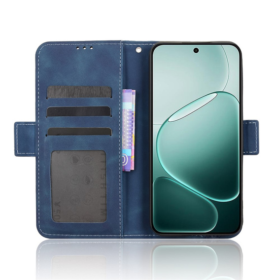 Etui z klapką do Oppo A6 Pro 5G, Card Slot, niebieskie