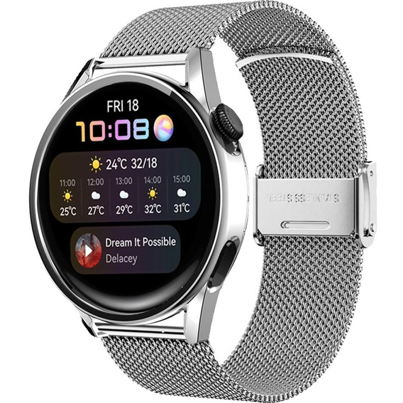 Etui z folią ochronną + Bransoleta Milanese do Huawei Watch 3 46mm, Silver
