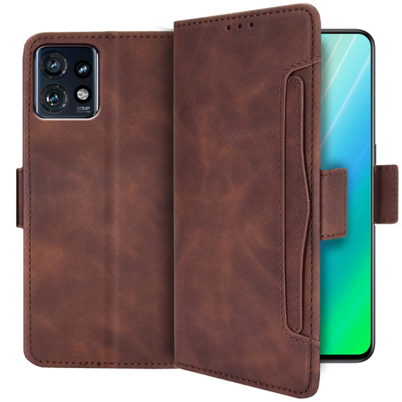 Etui z klapką do Motorola Edge 40 Pro, Card Slot, brązowe