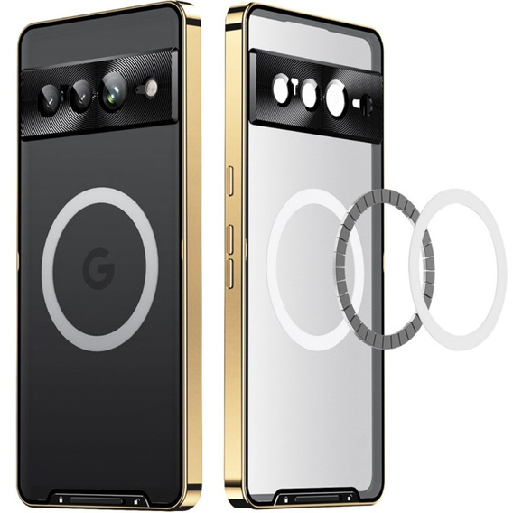 Etui z ochroną aparatu do Google Pixel 8 Pro, CamShield MagSafe, przezroczyste / złote