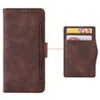 Etui z klapką do Motorola Moto E14, Card Slot, brązowe