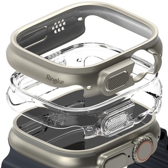 Etui Ringke do Apple Watch Ultra 1/2/3 49mm, Slim, 2-Pack, Clear / Titanium Grey