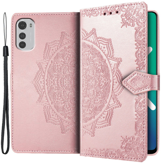 Etui z klapką do Motorola Moto E32 4G, Mandala, różowe