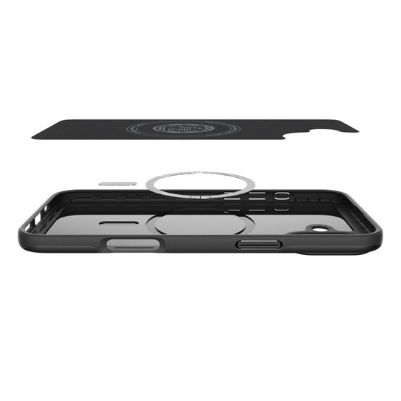 Etui Spigen do iPhone 16, Thin Fit Mag, czarne+ Szkło Hartowane 9H