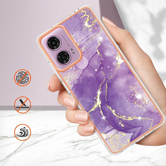 Etui ochronne do Motorola Moto G24 / G24 Power / G04, Marble Slim Case, ciemnofioletowe