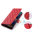 Etui z klapką do iPhone 16 Pro Max, Rhombus Crossbody Leather, czerwone