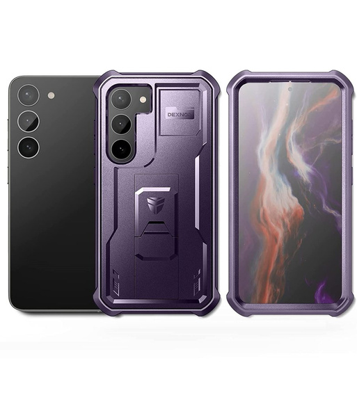 Etui pancerne do Samsung Galaxy S23, Dexnor Full Body (Two Frames), fioletowe