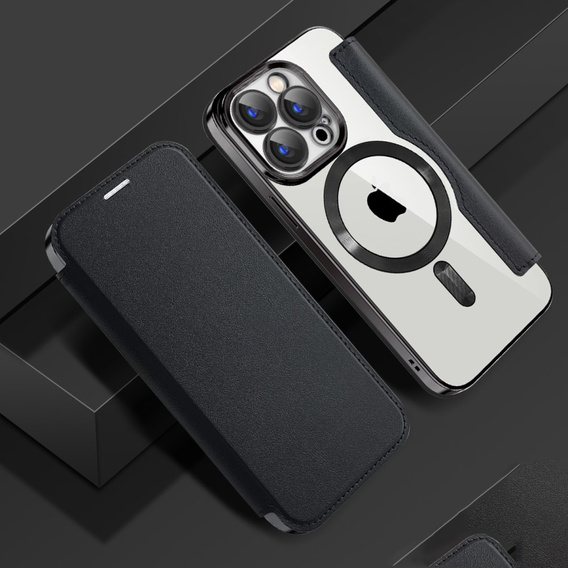Etui z klapką do iPhone 15 Pro, RFID Wallet MagSafe z ochroną aparatu, czarne