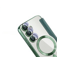 Etui z klapką do Samsung Galaxy S24 FE, RFID Wallet MagSafe z ochroną aparatu, zielone