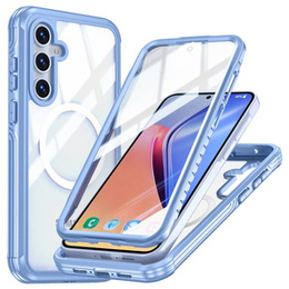 Etui do Samsung Galaxy A55 5G, Shockproof, ze szkłem, do MagSafe, niebieskie