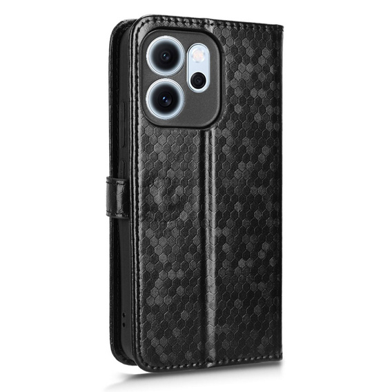 Etui z klapką do Oppo Reno 14 F / 14 FS, Wallet Rhombus, czarne