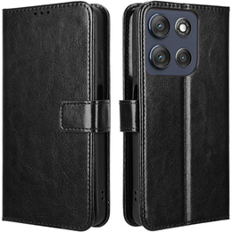 Etui z klapką do Motorola Moto G86 5G, Crazy Horse Wallet, czarne