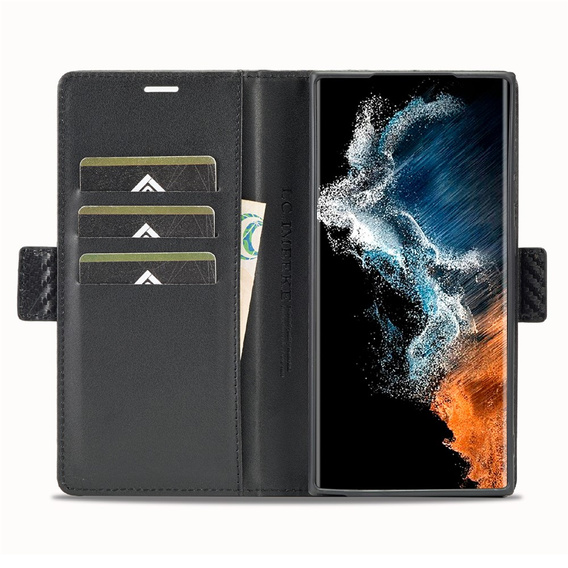Etui z klapką do Samsung Galaxy S26 Ultra, Carbon LC.IMEEKE, czarne