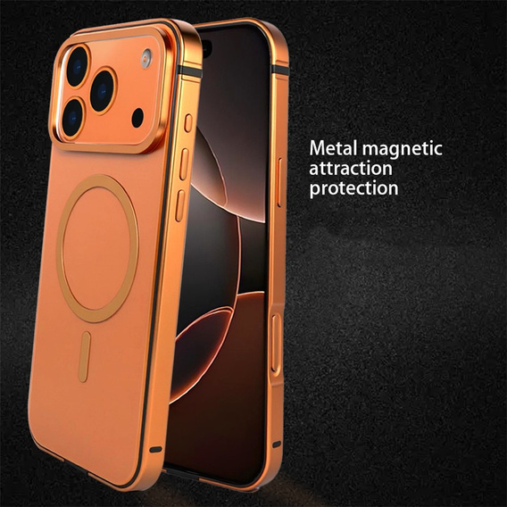 Etui do iPhone 17 Pro Max, Metal Frame, do MagSafe – pomarańczowe